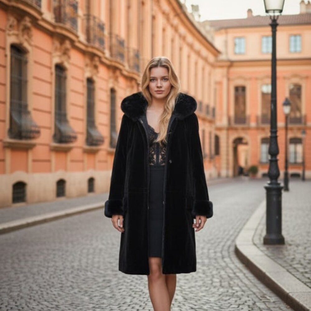 BLACK HOODED WINTER COAT